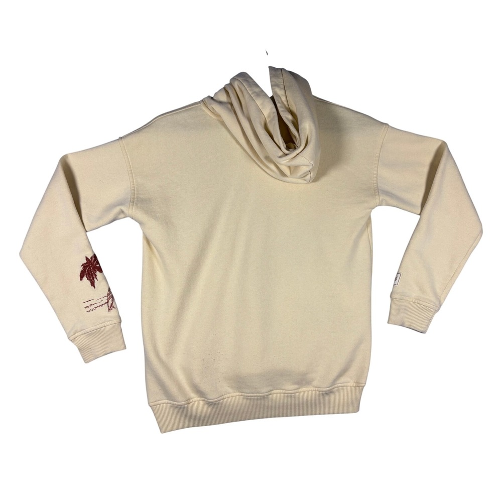Abercrombie & Fitch Cream Palm Tree Embroidered Hoodie Sweatshirt Mens XS - Picture 2 of 12